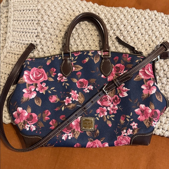 Dooney & Bourke Navy and Pink Floral Satchel - Picture 9 of 9